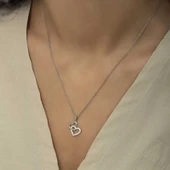 Gümüş Kalp Bayan Kolye  SL4318 thumbnail 3