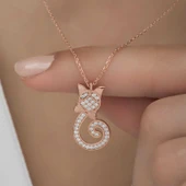 Gümüş Rose Kedi Kadın Kolye SL4741 thumbnail 10