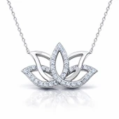Gümüş Lotus Çiçeği Kolye SL5444 thumbnail 4