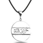 Gümüş Arapça Hasbiyallah Yazılı Kolye SL5242 thumbnail 4
