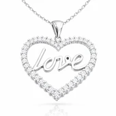 Gümüş Taşlı Love Bayan Kolye SL1654 thumbnail 6