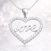 Gümüş Taşlı Love Bayan Kolye SL1654 thumbnail 3