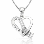 Gümüş Love Kalp Bayan Kolye SL1681 thumbnail 2
