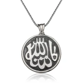 Gümüş Maşallah Yazılı Kolye SL1629 thumbnail 2