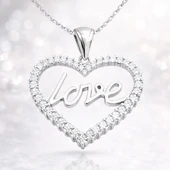 Gümüş Taşlı Love Bayan Kolye SL1654 thumbnail 9