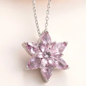 Gümüş Pembe Lotus Çiçeği Kolye SL5984 thumbnail 3