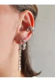 3'lü Sallantılı Başak Model Mitolojik Silver Renk Küpe thumbnail 3