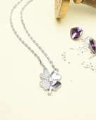 Swarovski Taşlı Mineli Yonca Model Kadın Gümüş Kolye thumbnail 2