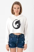 Allien Xenomorph Ekru Kadın Crop Kapşonlu thumbnail 1