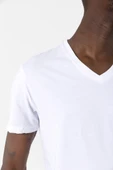 Dark Matter The Android Barcode Beyaz Erkek V yaka Tshirt thumbnail 5