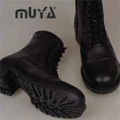 Muya Siyah Kadın Hakiki Deri Postal Bot thumbnail 6