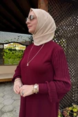 Ecem Bordo Triko Elbise thumbnail 4