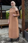 Zebra Desen Triko Elbise Camel thumbnail 5