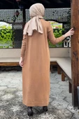 Zebra Desen Triko Elbise Camel thumbnail 10