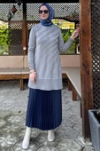Bilge Triko Tunik Gri thumbnail 3