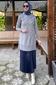 Bilge Triko Tunik Gri thumbnail 5