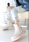 Menta Bej Cilt Fermuar Aksesuarlı Bot thumbnail 1