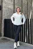 Fermuar Detaylı Oversize Sweatshirt - Beyaz thumbnail 5