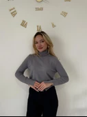 Kadın Boğazlı Kazak Gri thumbnail 1