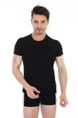 Erkek Elastanlı Siyah T-shirt 954 thumbnail 2