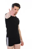 Erkek Elastanlı Siyah T-shirt 954 thumbnail 3