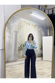 Lacivert kumaş pallazo pantolon thumbnail 2