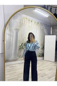 Lacivert kumaş pallazo pantolon thumbnail 1