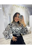 ZEBRA DESENLİ BELİ LASTİKLİ BLUZ thumbnail 1