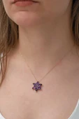 Gümüş Rose Mor Lotus Çiçeği Kolye  SL3531 thumbnail 6