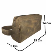 Hakiki Deri CA253 Dopp Kit El Çantası Tigon Taba thumbnail 2