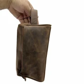 Hakiki Deri CA253 Dopp Kit El Çantası Tigon Taba thumbnail 4