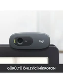 Logitech C270 HD 720p Mikrofonlu Web Kamerası - Siyah thumbnail 3