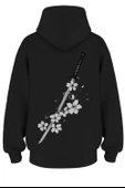 Oversize 'Samurai' Baskılı Kapşonlu Hoodie Sweatshirt thumbnail 1