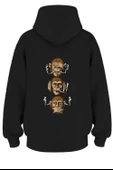 Oversize 'Blınd Monkey' Baskılı Kapşonlu Hoodie Sweatshirt thumbnail 1