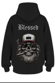 Oversize 'Blessedd' Baskılı Kapşonlu Hoodie Sweatshirt thumbnail 1