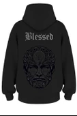 Oversize 'Blessed' Baskılı Kapşonlu Hoodie Sweatshirt thumbnail 1