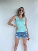 Kadın Basic Yuvarlak Yaka Su Yeşili Atlet thumbnail 6