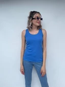 Kadın Basic Yuvarlak Yaka Mavi Atlet thumbnail 1