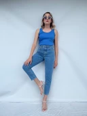 Kadın Basic Yuvarlak Yaka Mavi Atlet thumbnail 5