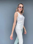 Kadın Basic Yuvarlak Yaka Beyaz Atlet thumbnail 4