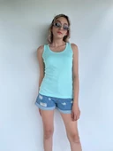 Kadın Basic Yuvarlak Yaka Su Yeşili Atlet thumbnail 2