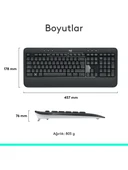 Logitech MK540 ADVANCED Kablosuz Türkçe Klavye Mouse Seti - Siyah thumbnail 5
