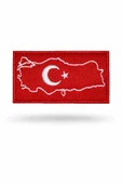 Single sword Nakış Haritalı Türk Bayrağı. thumbnail 2