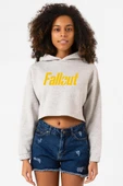 Fallout Lettern Grimelanj Kadın Crop Kapşonlu thumbnail 1