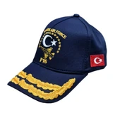 F16 TURKISH AIR FORCE LACİVERT ÇİFT DEFNE DALI İŞLEMELİ thumbnail 1