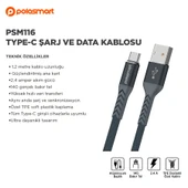 Polosmart PSM116 TYPE-C Şarj Ve Data Kablosu thumbnail 2