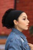 Kadın Siyah Lüks Fırfırlı Bone thumbnail 3