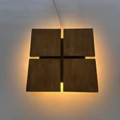 Led Işıklı Ahşap Aplik Modern Duvar Dekoru (Alindi054) thumbnail 1