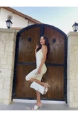 İnce Askılı Drapeli Midi Elbise thumbnail 9