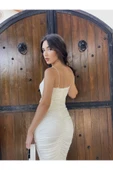 İnce Askılı Drapeli Midi Elbise thumbnail 7